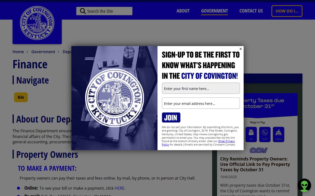 Covington city finance department