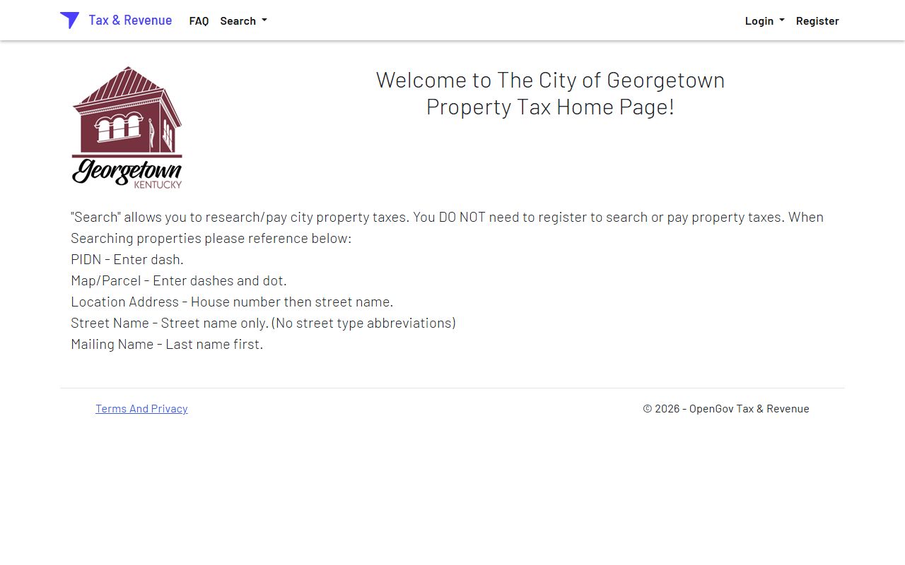 Georgetown tax portal