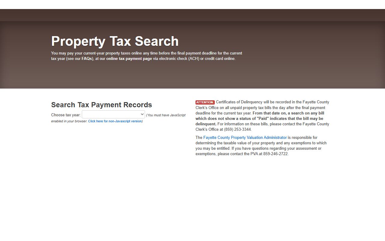Lexington property tax lookup