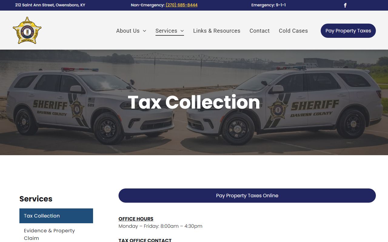 Daviess County Sheriff tax collection page