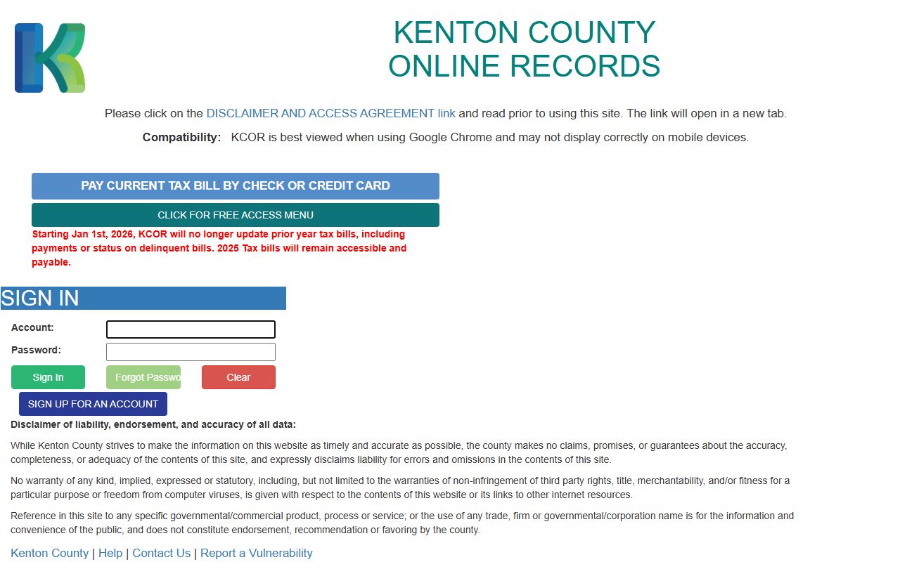 KCOR Kenton County Online Records system