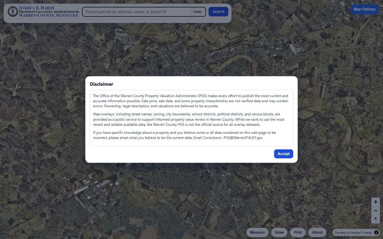 Warren County PVA property search interface